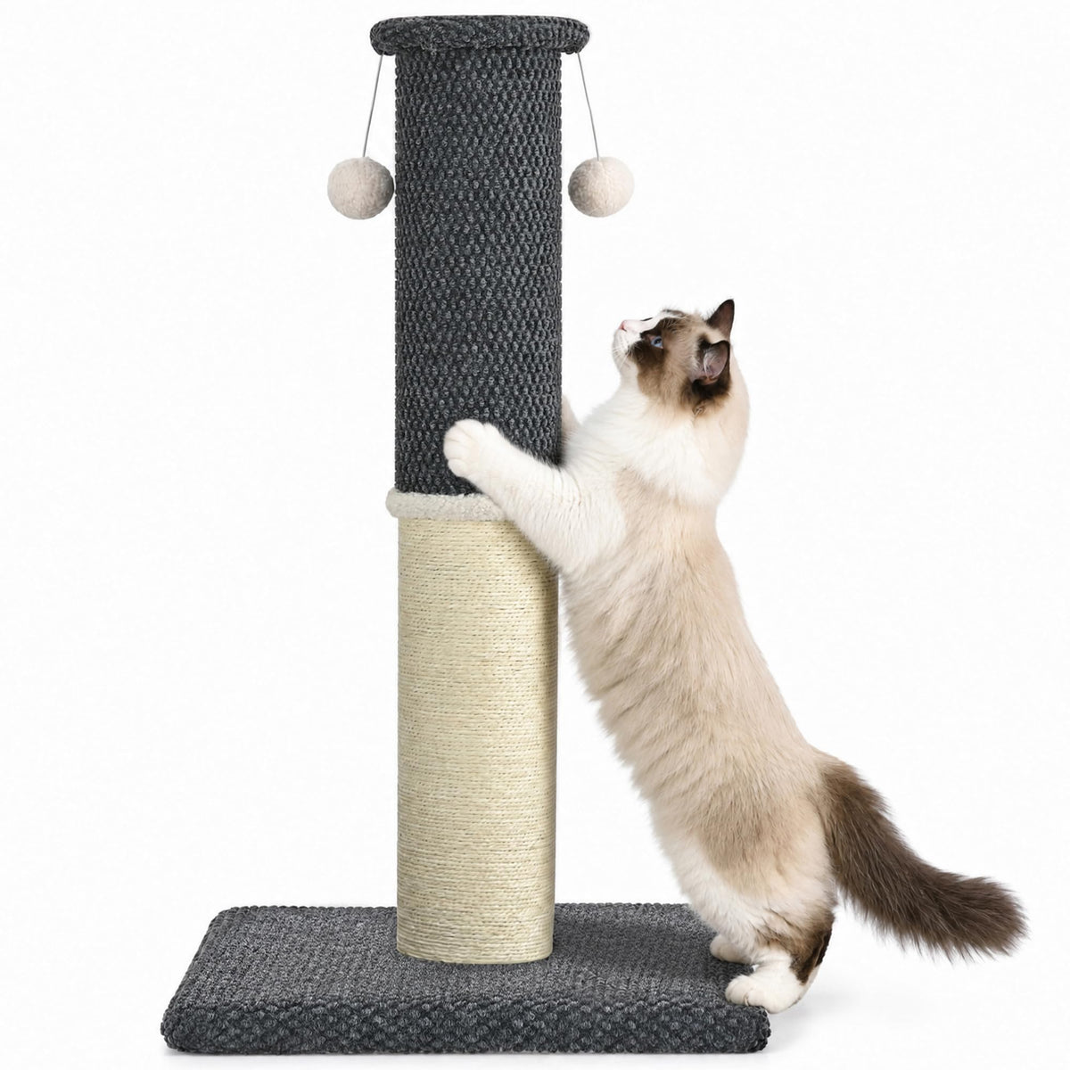Made4Pets Tall Cat Scratching Post with Sisal & Carpet for Indoor Cats, 33"