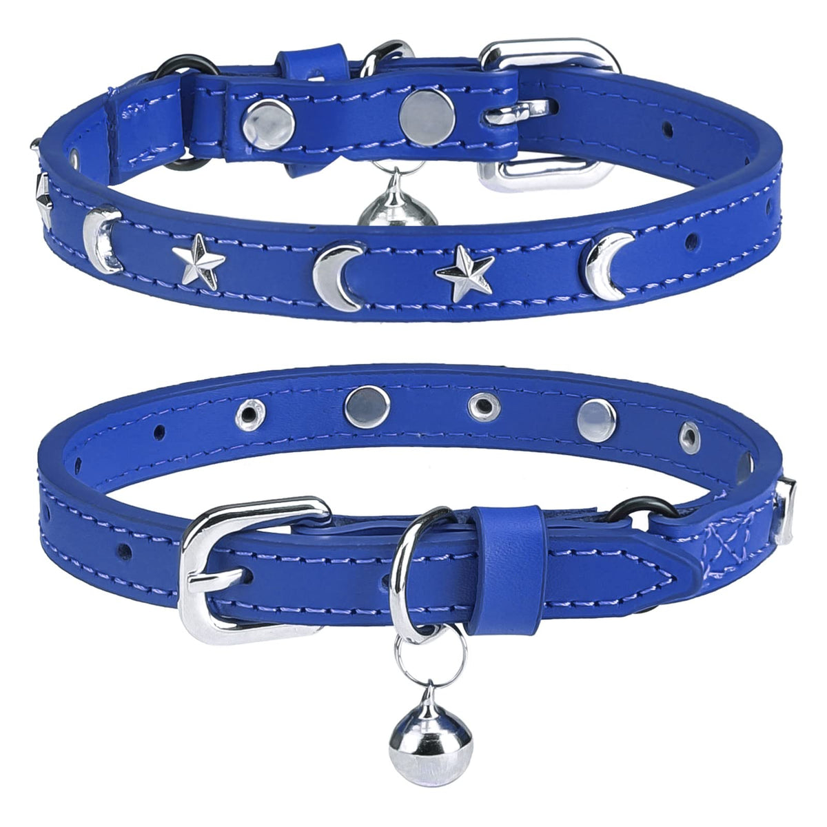 Leather Cat Collar, Breakaway Kitten Collars with Bell, Golden