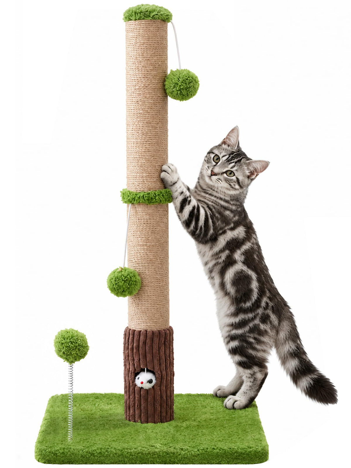 Woochpet Funny Cat Scratching Posts Sturdy Scratcher Posts 33'' Green