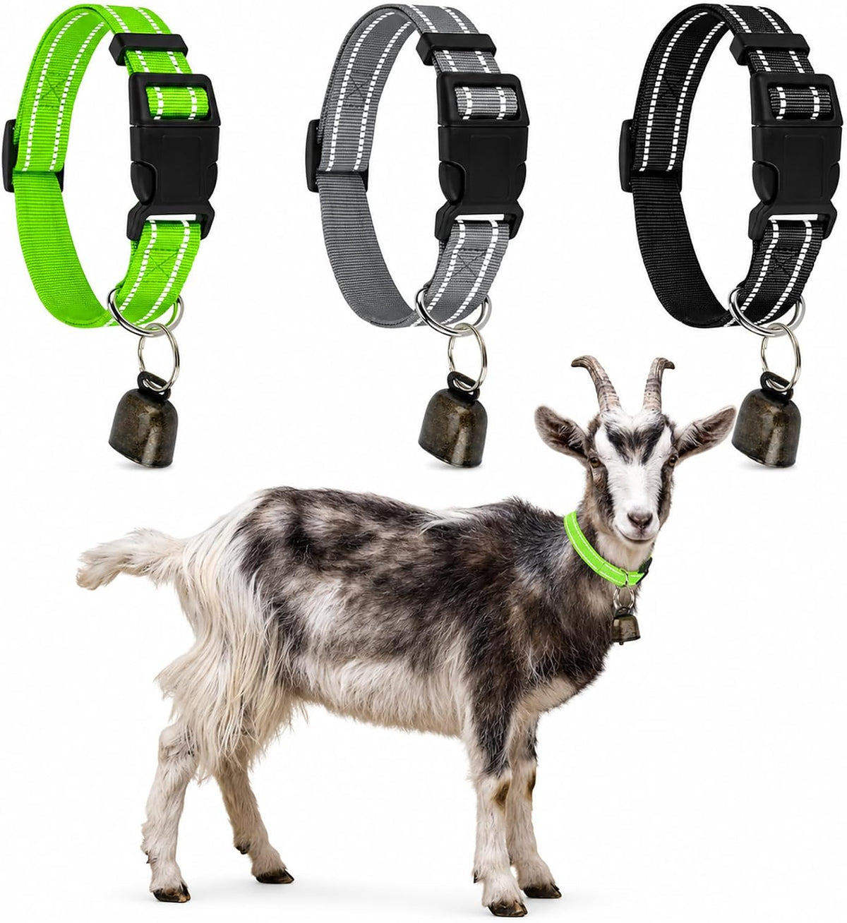 3 Pack Reflective Goat Collars with Bells,Anti-Lost Pet Collar