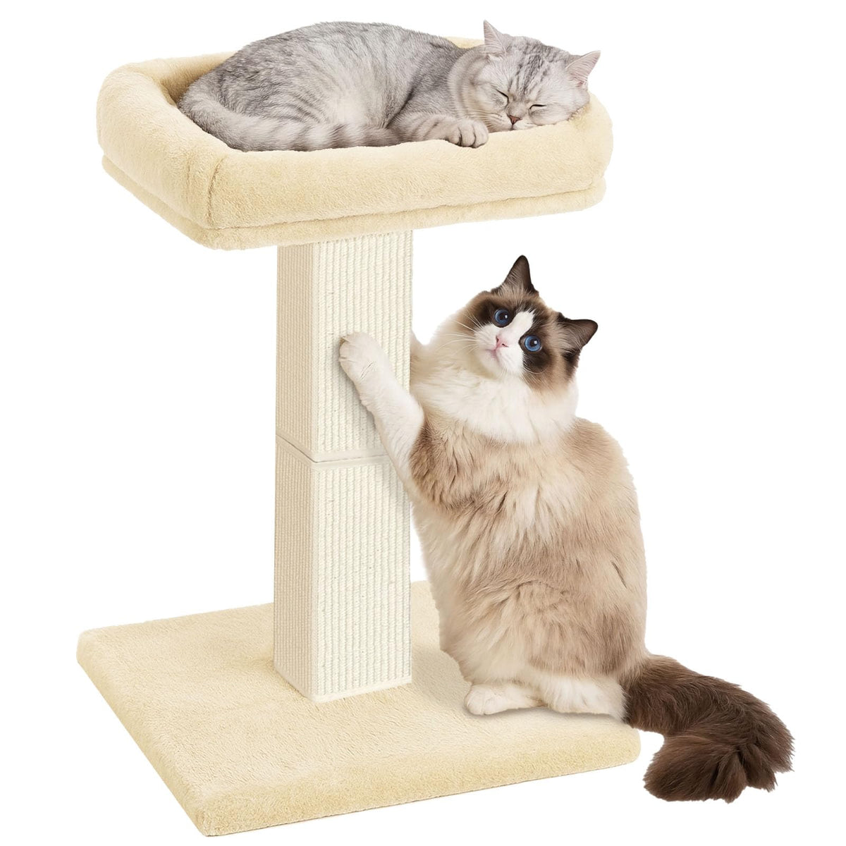 Cat Scratching Post for Indoor Cats, 32Inch Sisal Cat Scratcher, Beige