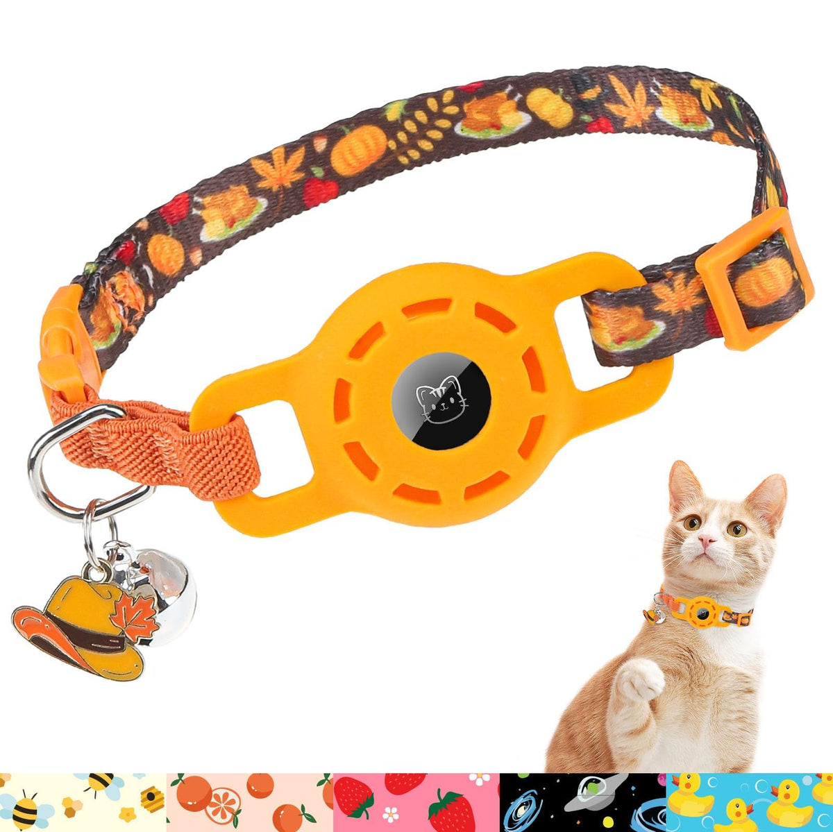 BINGPET AirTag Cat Collar Breakaway, Collar with Airtag Holder and Bell