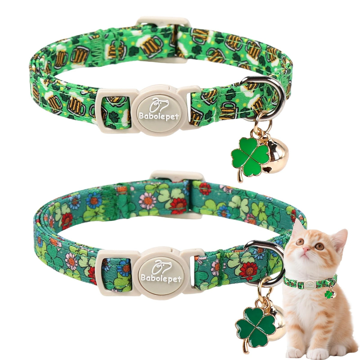 2 Pack Christmas Cat Collars - Breakaway Cat Collar with Bell, Christmas Tree and Reindeer Pendant, Winter Adjustable Kitten Collars for Girl Boy Cats, Pink Santa &Fair Isle