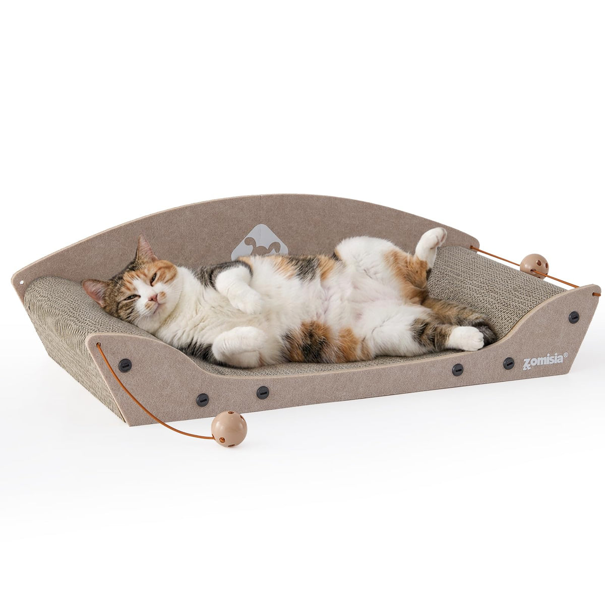ZOMISIA 26'' Cardboard Cat Scratcher Bed for Indoor Cats, 1PC, Brown