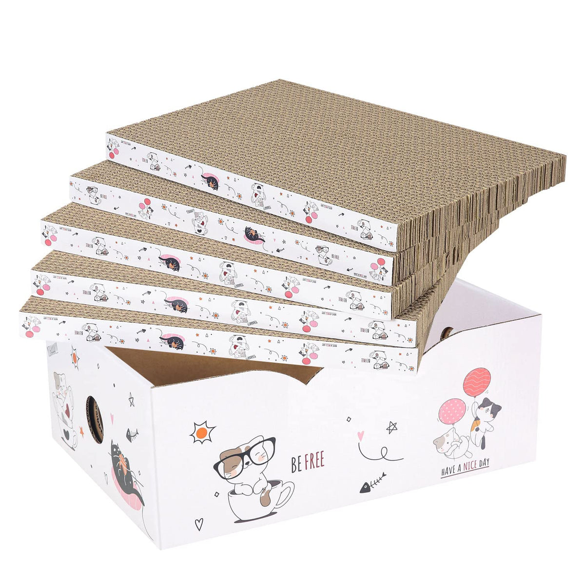 8 Packs in 1 Cat Scratch Pad, Cat Scratcher Cardboard,Reversible,Durable Recyclable Cardboard, Premium Scratch, Suitable for Cats to Rest, Grind Claws and Play