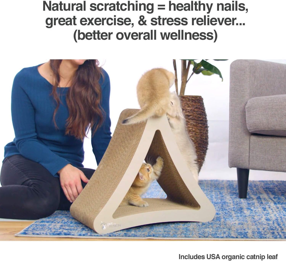 PetFusion 3-Sided Vertical Cat Scratching Post, 18in x 10.5in x 15.9in