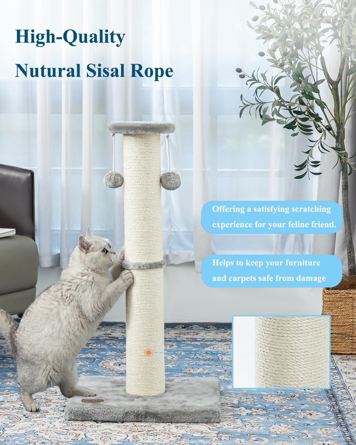 34Inch Tall Cat Scratching Post for Indoor Cats Adults