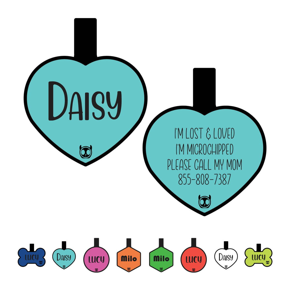 Silicone Silent Dog Tag Personalized with 5 Lines of Custom Deep Engraved Durable Soundless Pet ID Name Tag Bone Tiffany