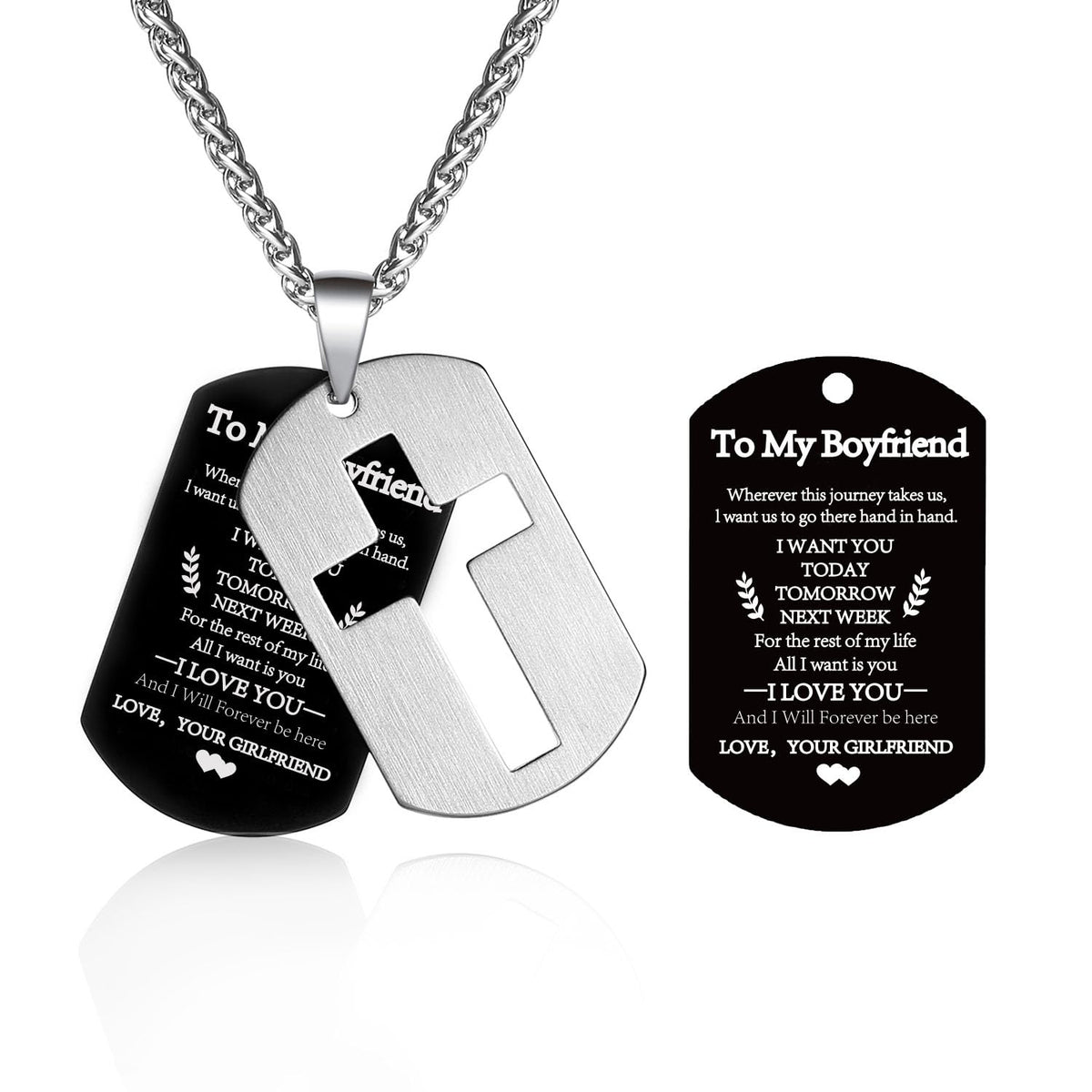 P. BLAKE Dog Tag Cross Necklace Gifts for Boys Men, Stainless Steel Bible Verse Pendant Chain Christian Religious Jewelry Gifts