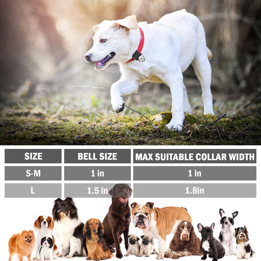 SCENEREAL Large Dog Collar Bell for Training, Hiking, Walking, Hunting, Pet Tracker, 2 Pack 1.5" Extra Loud Pet Bell for Save Wildlife and Birds (Bear Bell, Cow Bell) Gold | Silver