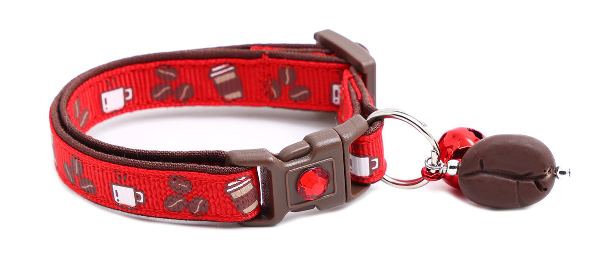Coffee Cat Collar with Bell | Safety Breakaway Collar | Adjustable Large Size or Kitten (Small(10lbs & Less), Pink)