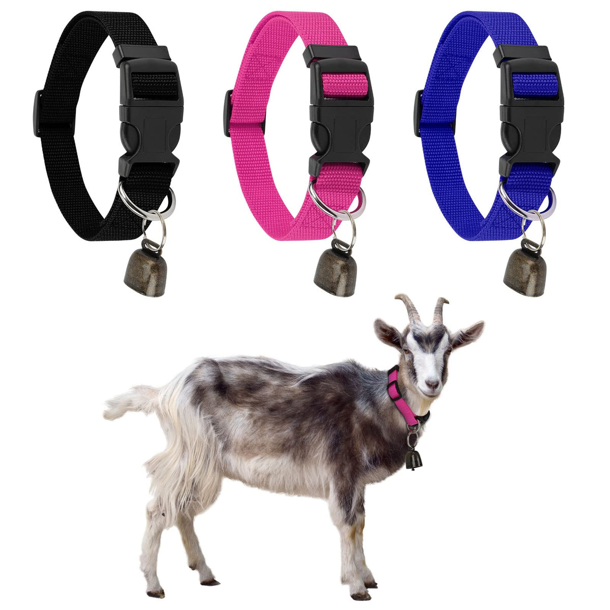 3 Pack Reflective Goat Collars with Bells,Anti-Lost Pet Collar