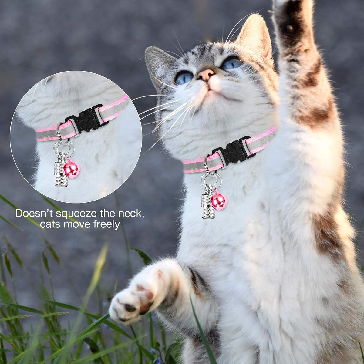 18 Piece Reflective Cat Collars with Bell Safety Buckles and 6 Pcs ID Tags