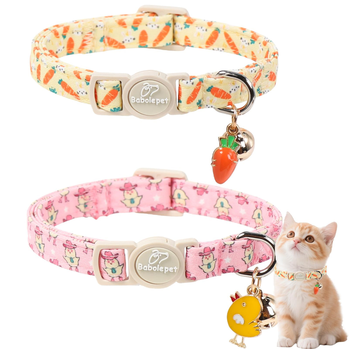 2 Pack Christmas Cat Collars - Breakaway Cat Collar with Bell, Christmas Tree and Reindeer Pendant, Winter Adjustable Kitten Collars for Girl Boy Cats, Pink Santa &Fair Isle