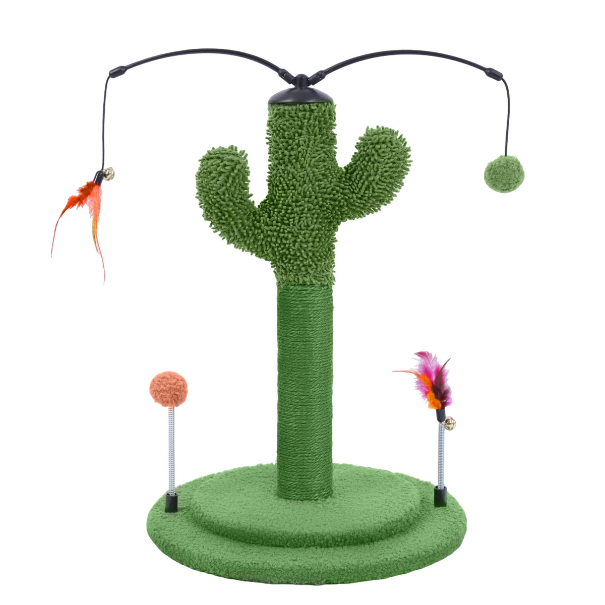 YUNIQUE Cat Scratching Post with Sisal Rope, Small Cat Tree with Dangling Balls & Feather for Kittens(Grey, 22.8'')