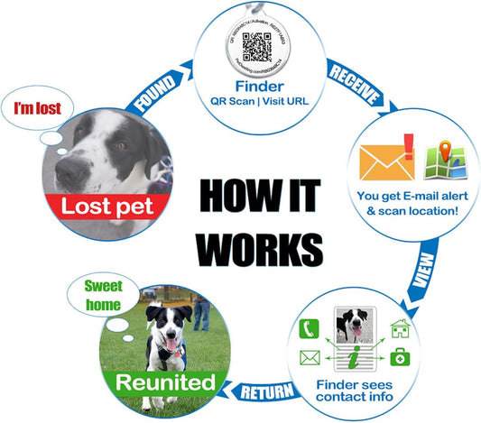 Pet Dwelling Easy Scan QR Code Pet ID Tag for Dogs & Cats | Instant Owner Contact | Real-Time Scan Alerts | Digital Pet Profile | Lost Pet Identification