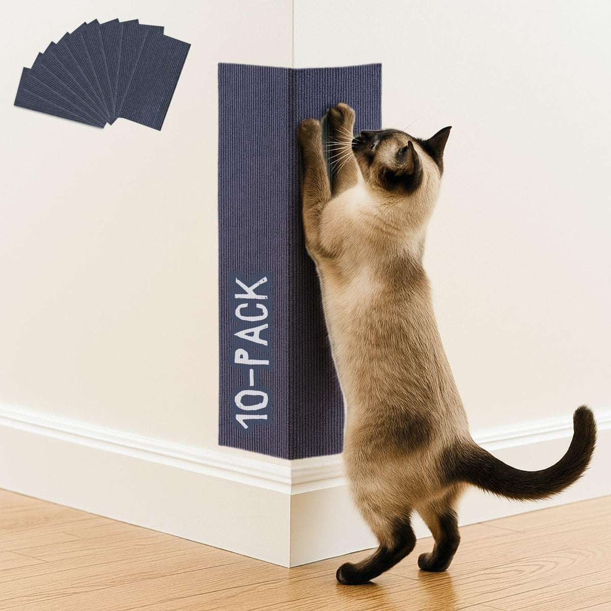 Cat Scratch Mat (3 Pack), 23.6’’ x 11.8’’ Cat Wall Corner Scratcher, Versatile Self-Adhesive Replacement Easy Use for Cat Trees Wall Furniture, Scratching Posts, and Couch Protection (Beige)