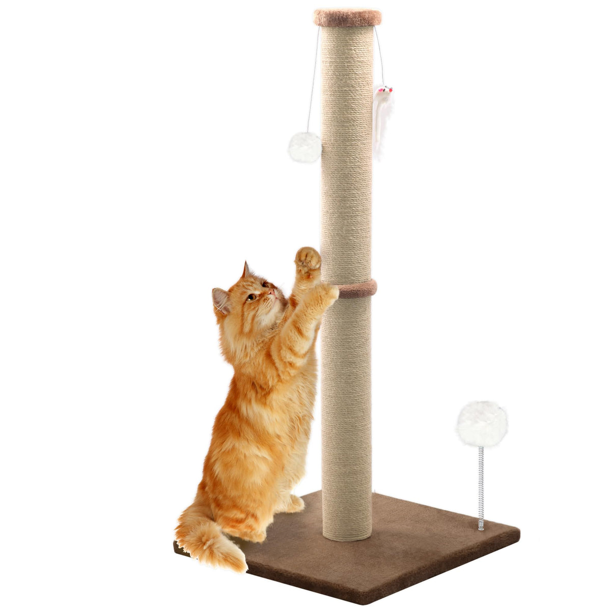 36'' Tall Cat Scratching Post for Indoor Cats with Sisal Post & Plush Toys