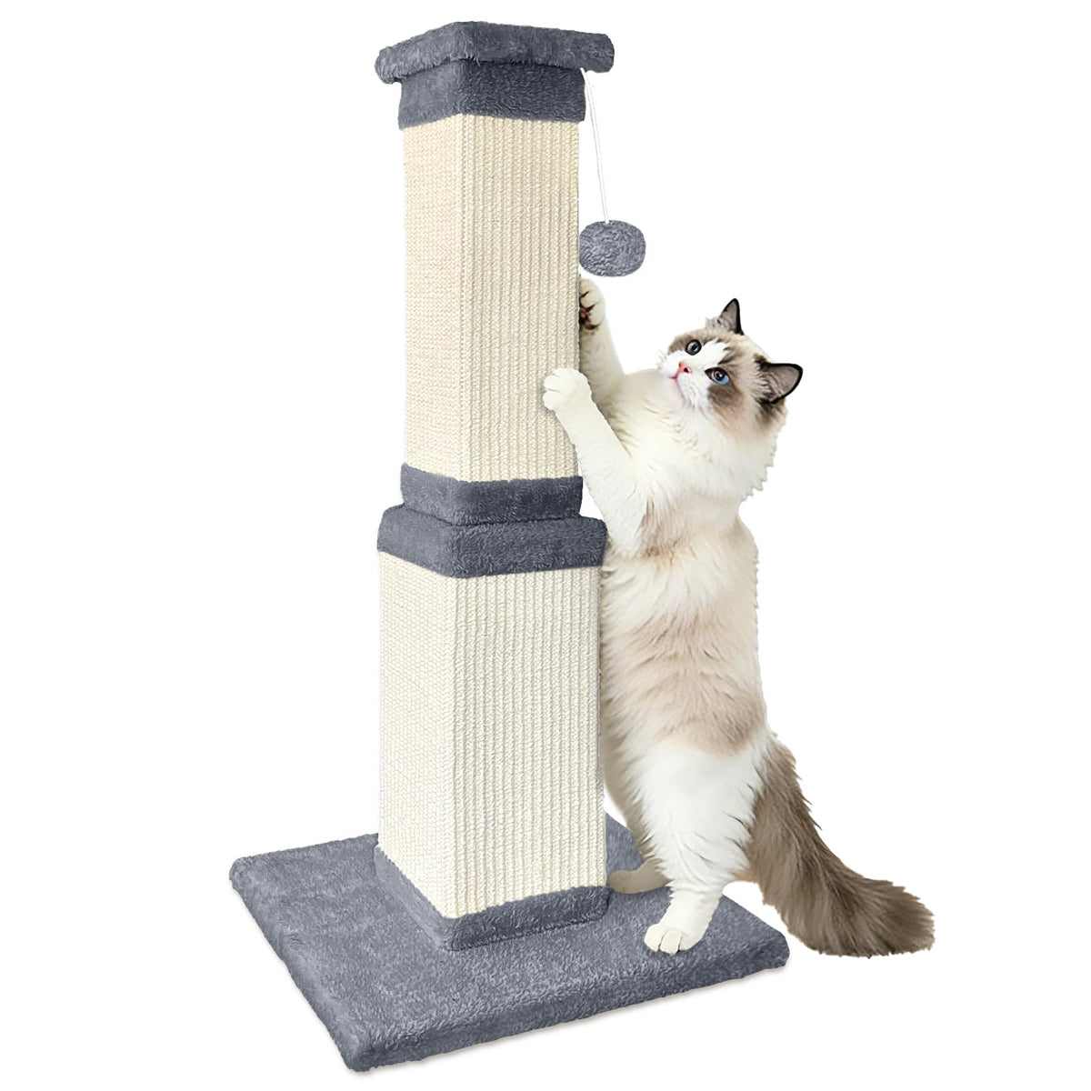 Cat Scratching Post for Indoor Cats, 32Inch Sisal Cat Scratcher, Beige