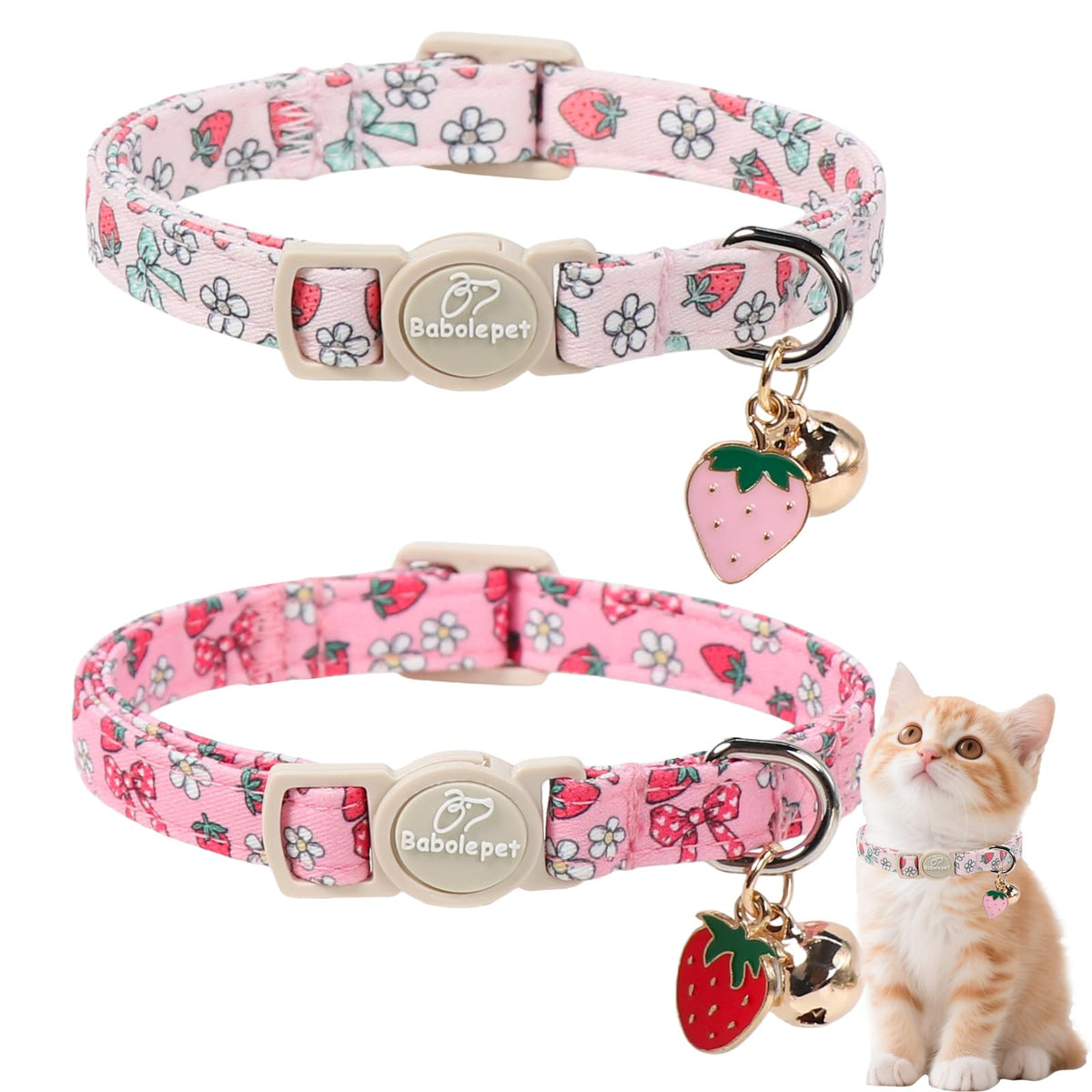 2 Pack Christmas Cat Collars - Breakaway Cat Collar with Bell, Christmas Tree and Reindeer Pendant, Winter Adjustable Kitten Collars for Girl Boy Cats, Pink Santa &Fair Isle