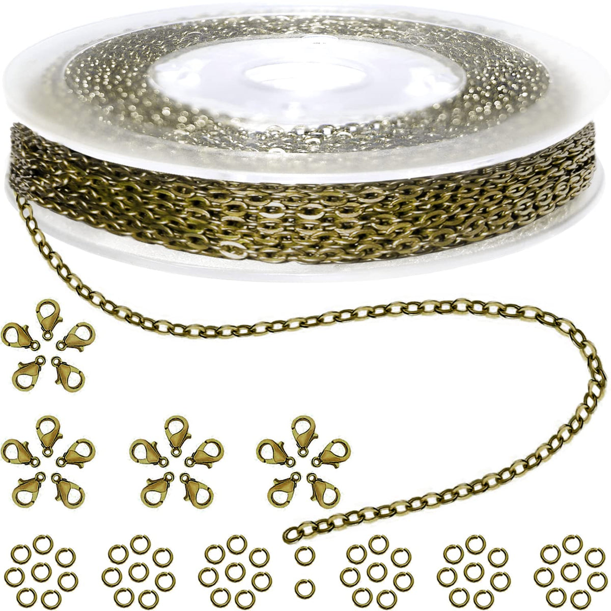 Jishi Steel Ball Chain Bead Dog Tag Chain Beaded Necklace Chains for Jewelry Making Bracelet Military Crafts, Silver Metal Pull Chain Small Ball Bead Chain Roll w/20 Connectors (Black, 33ft 2.4mm)