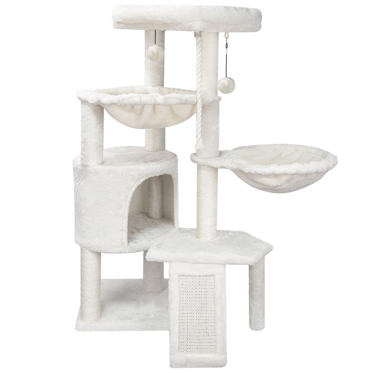 Three Layer Cat Tree with Cat Condo and Two Hammocks,Grey