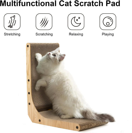 FUKUMARU Cat Scratcher, 18.7 Inch L Shaped Cat Scratch Pad Wall Mounted