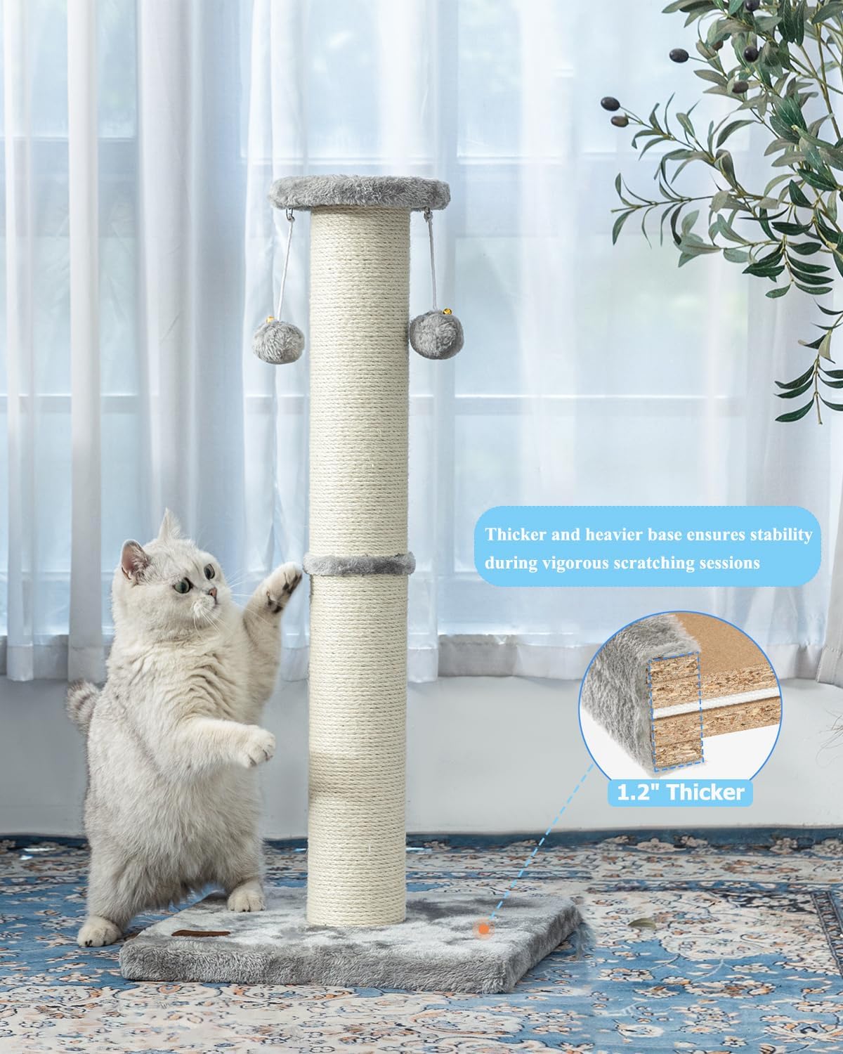 34Inch Tall Cat Scratching Post for Indoor Cats Adults
