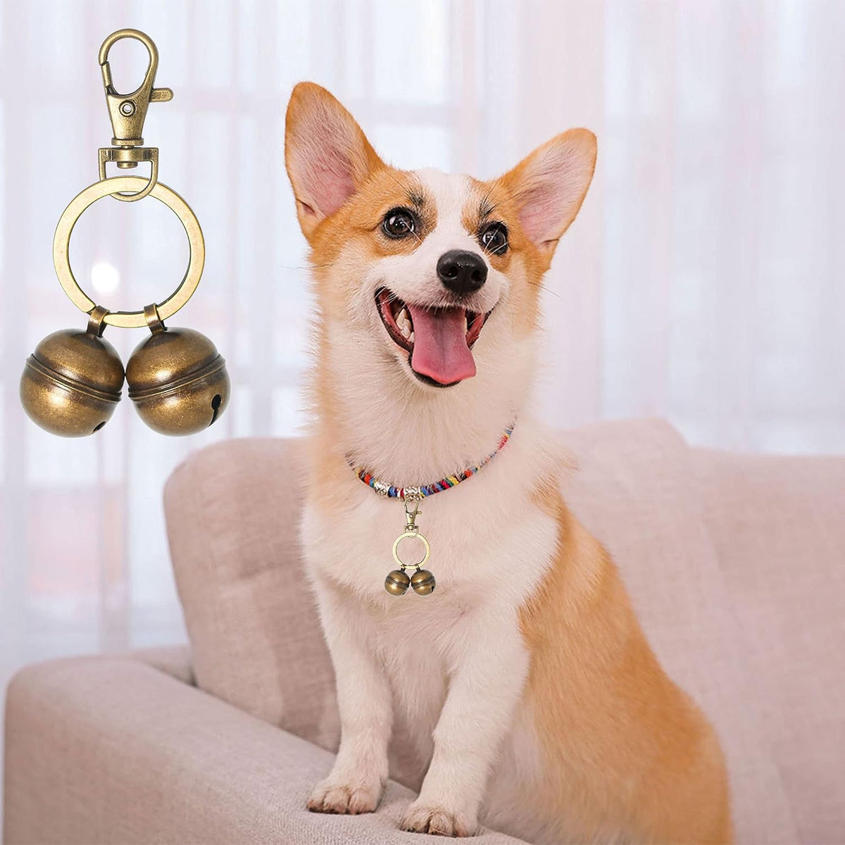 Copper Bells for Dog Collars with Snap Clips - Dog Bells to Go Outside,Made of Pure Copper for Dogs/Cat - Clear Sound & No Rust - Know Where Your Pet