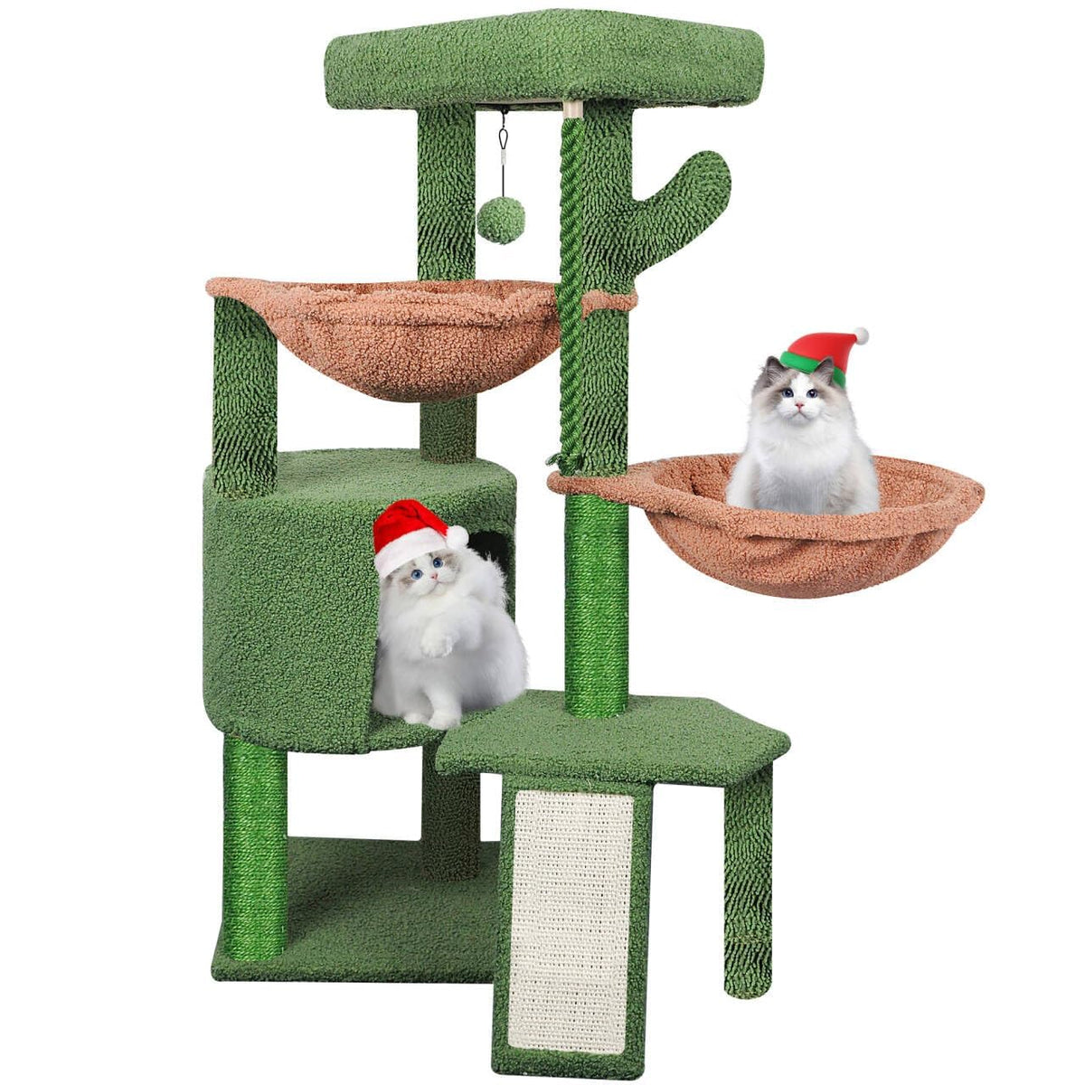 Three Layer Cat Tree with Cat Condo and Two Hammocks,Grey