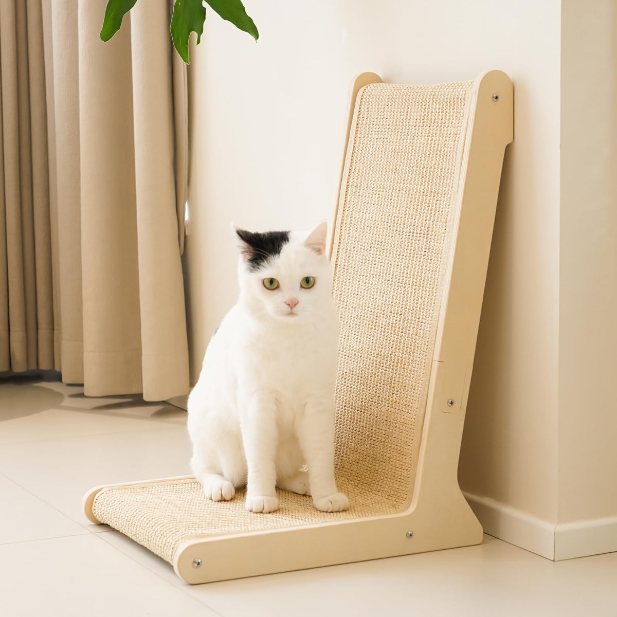 PETKARAY Couch Corner Cat Scratcher, 28'' Corner Scratching Post Cat Wall Scratcher, Sisal Scratch Pad for Sofa, Wall Furniture Protector with Toy Ball