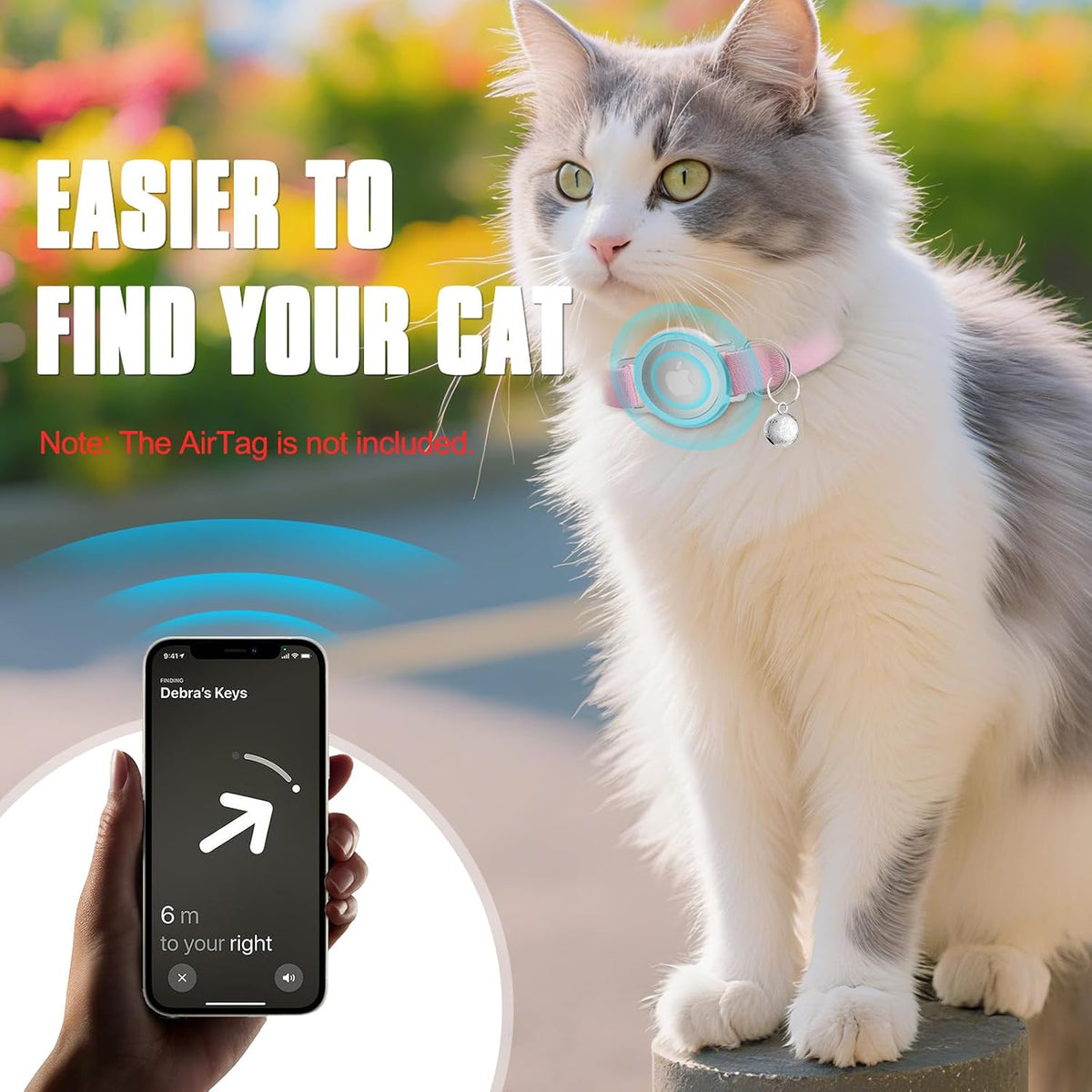 AirTag Cat Collar, Elastic Tracker Collar with Airtag Holder and Bell