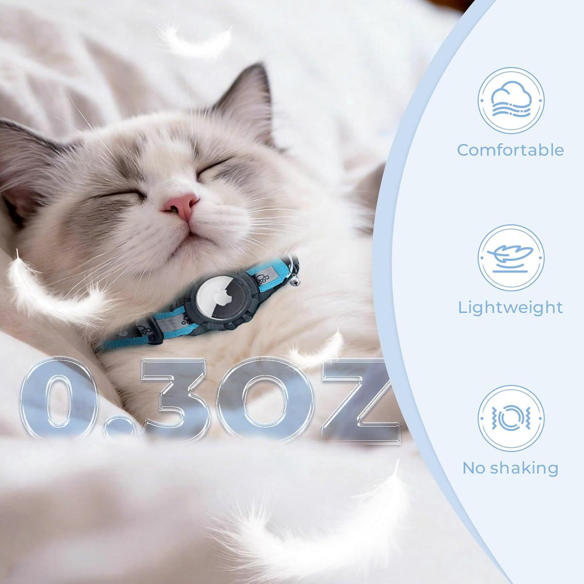 Breakaway AirTag Cat Collar, Reflective Cat Tracker Collar with Bell