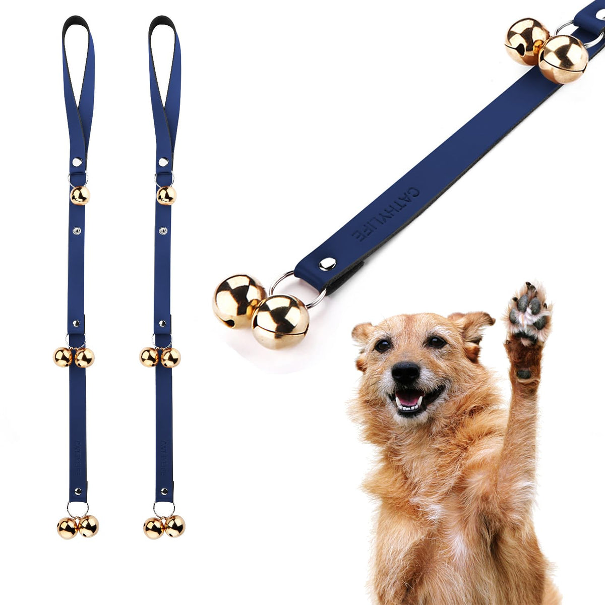 Leather Dog Doorbells to Go Outside, Brass Potty Training Bell