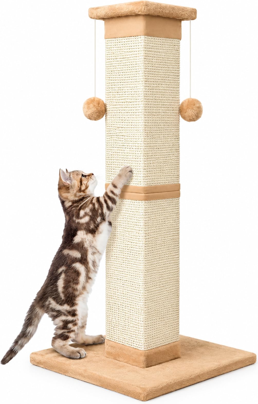 Cat Scratching Post 33 Inch Nature Sisal Scratch Post for Indoor Cats, Large Cat Scratcher Protect Your Furniture, for All Breeds Grey