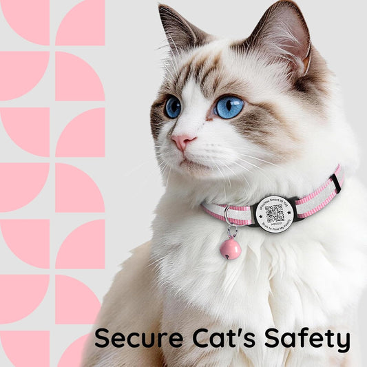 Cat Collar Breakaway QR Code, Reflective cat Collar with Bells, 3-Pack