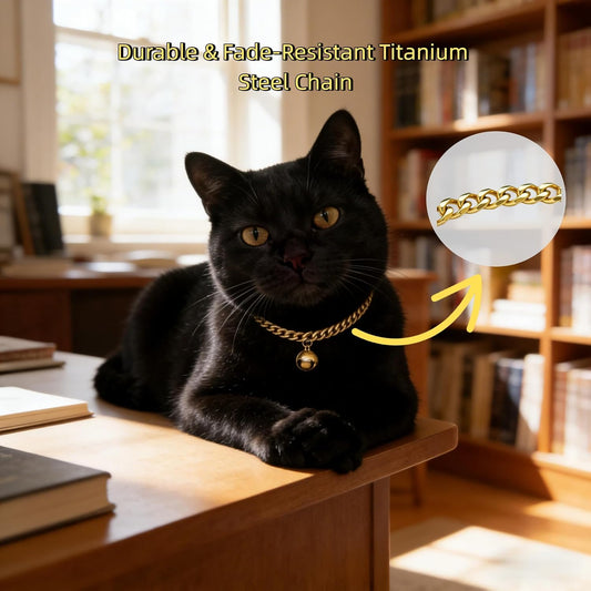 Gold Cat Chain Collar with Bell