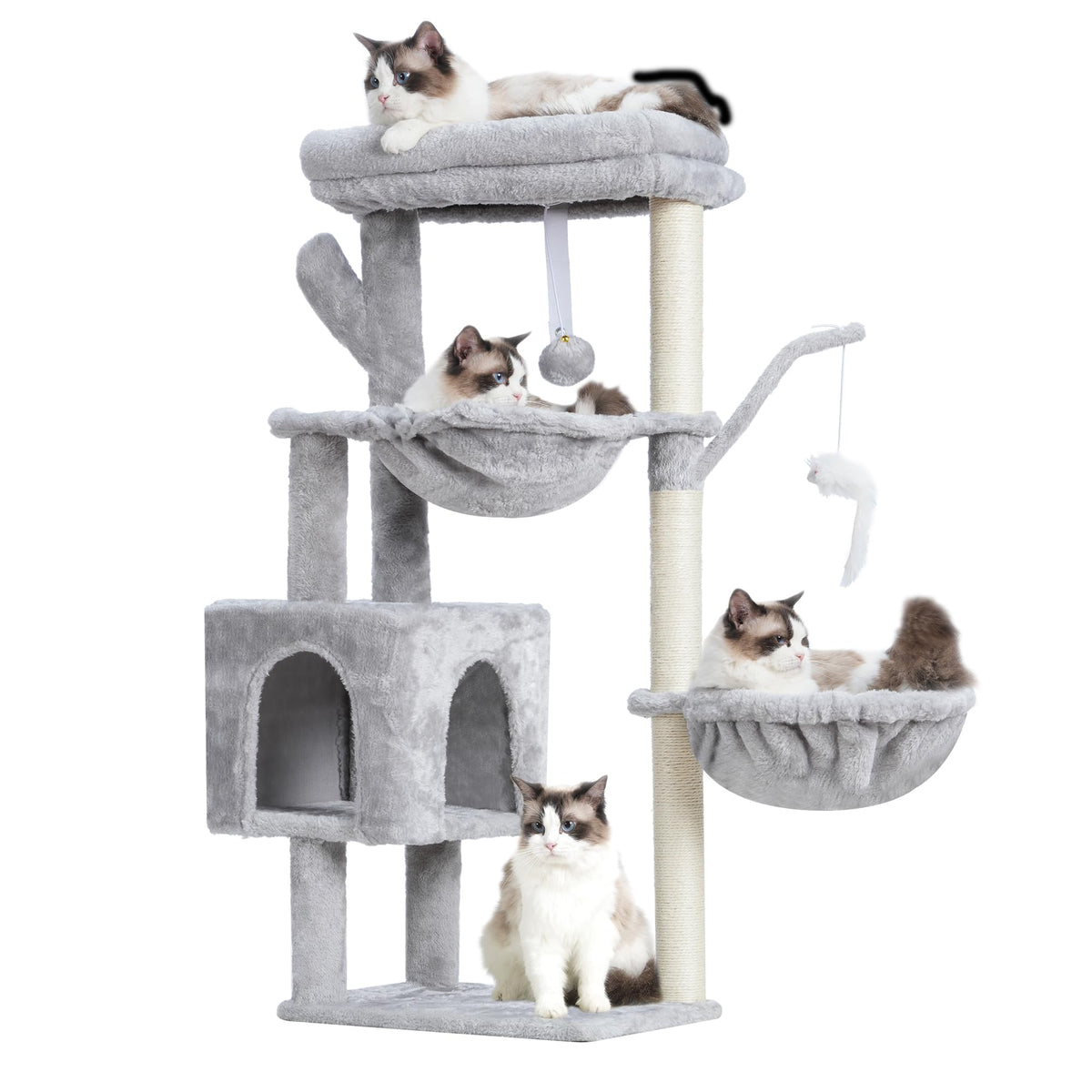 Heybly Cat Tree, 40" Tower with All-Sisal Wrapped Scratching Post HCT006SW