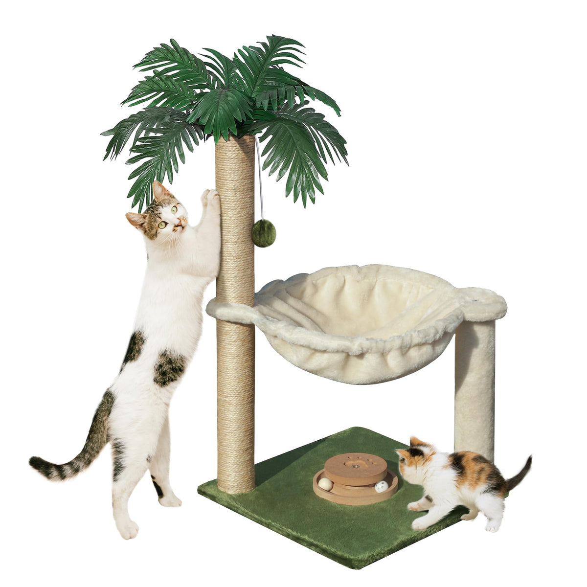 Fantasreen Cat Scratching Post 35'' Tall with Toy Mouse for Indoor Cats, Green