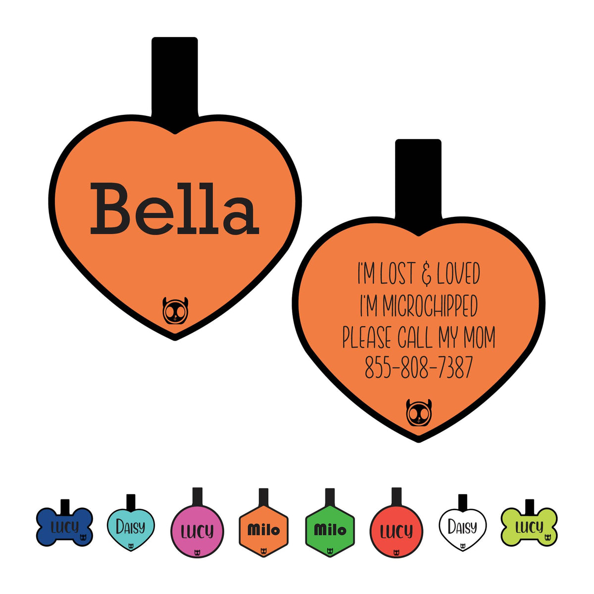 Silicone Silent Dog Tag Personalized with 5 Lines of Custom Deep Engraved Durable Soundless Pet ID Name Tag Bone Tiffany