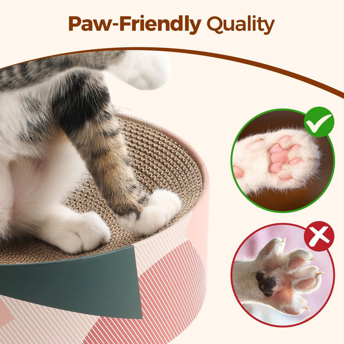 ComSaf Cat Scratcher Bed 17 x 13 in, Oval Cardboard Scratch Pad for Cats