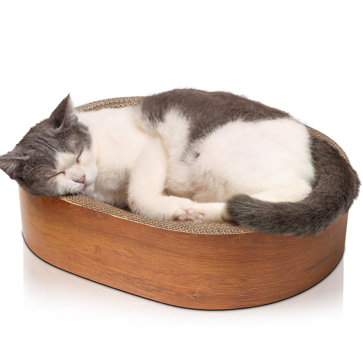 ComSaf Cat Scratcher Bed 17 x 13 in, Oval Cardboard Scratch Pad for Cats