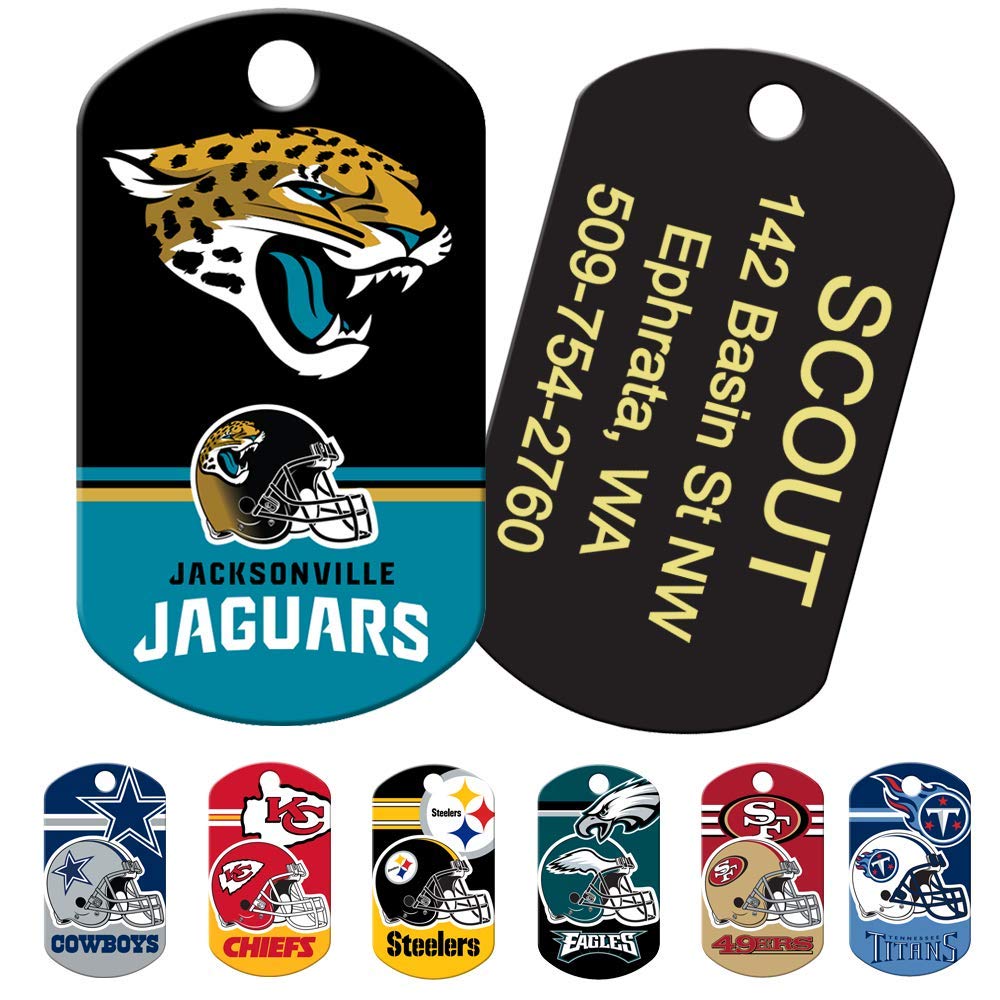 GoTags Personalized NFL Dog Tags, Custom Engraved Pet ID Tag, Oakland Raiders, Military Shape