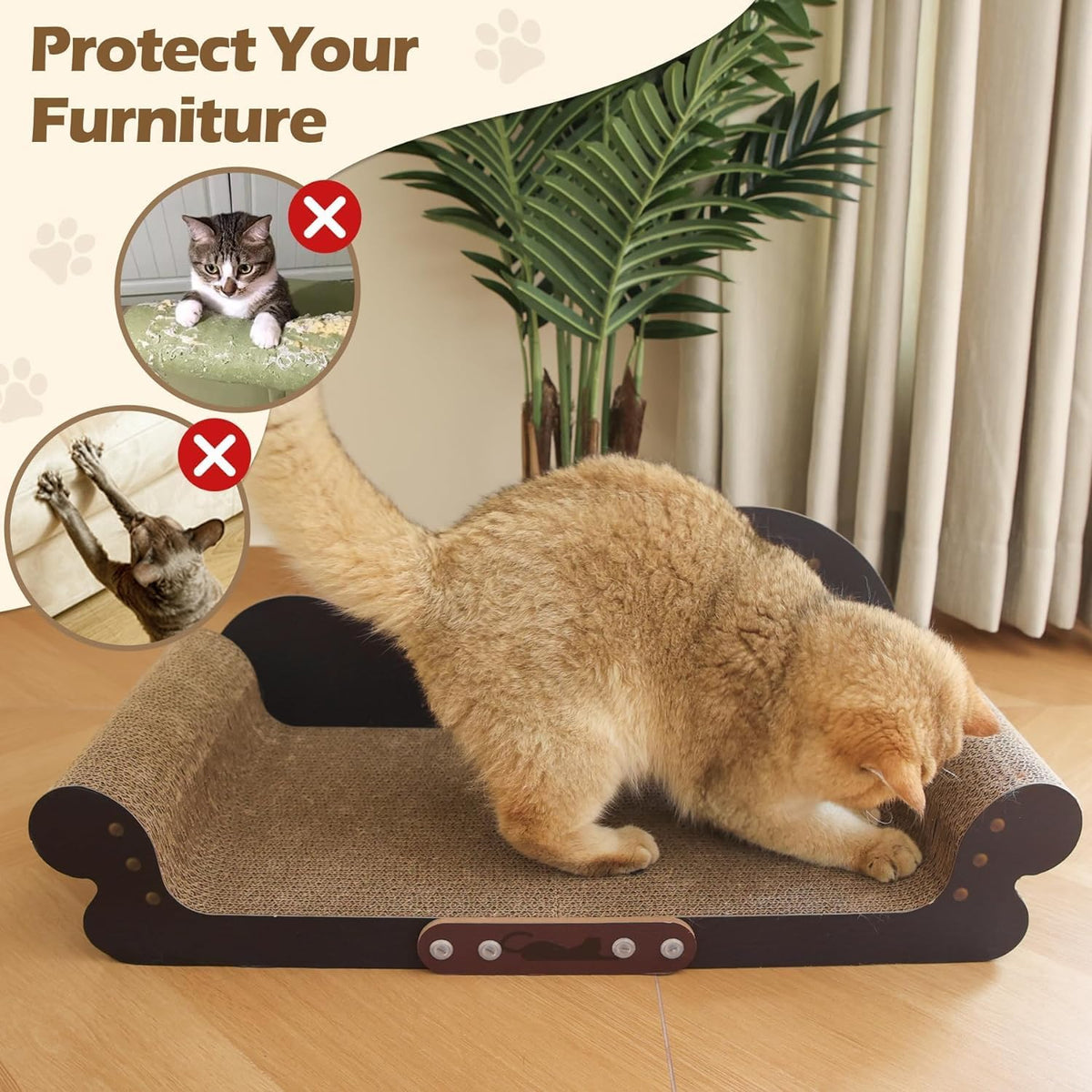 ComSaf Large Cat Scratcher Bed 26.7 in, Cardboard Cat Couch Scratch Pad