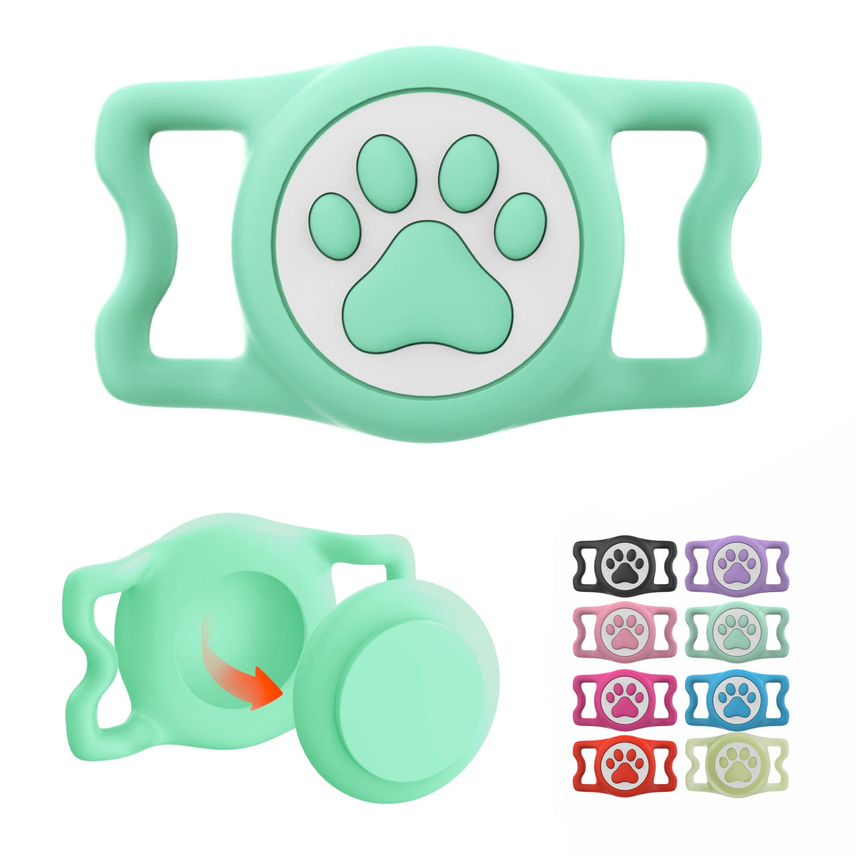 IP68 Waterproof for AirTag Dog Collar Holder, Silicone Dog Air tag Holder for Apple AirTag (Blue&Purple)