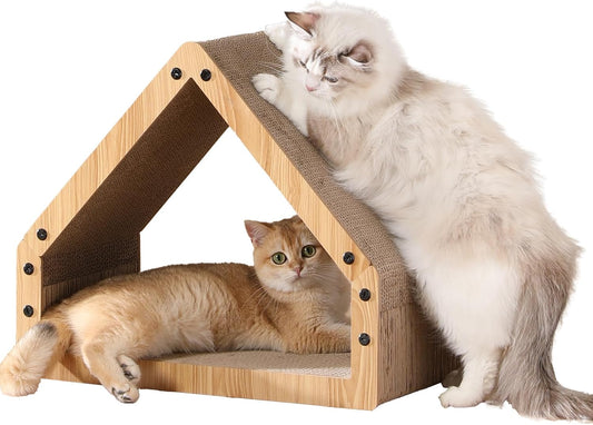 FUKUMARU Cat Scratcher House, Cozy Cardboard Cat Bed Design Scratching Pad