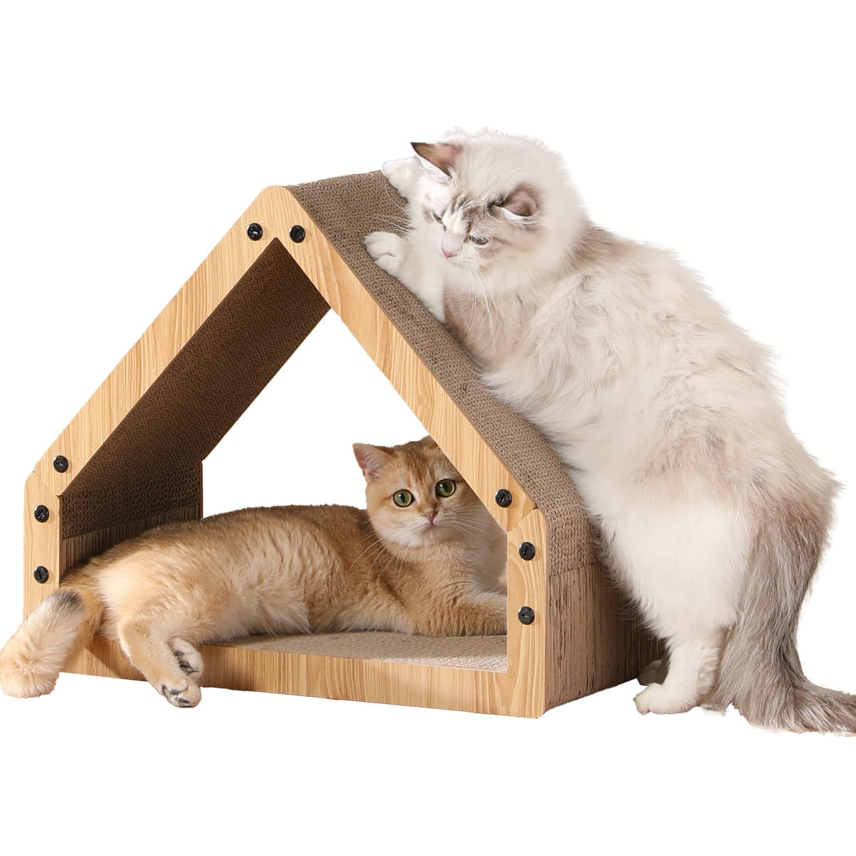 FUKUMARU Cat Scratcher House, Cozy Cardboard Cat Bed Design Scratching Pad