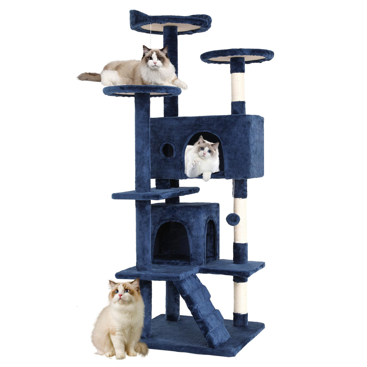 FDW | 54" Cat Tree Tower | Dark Gray | Multi-Level Indoor Activity Center
