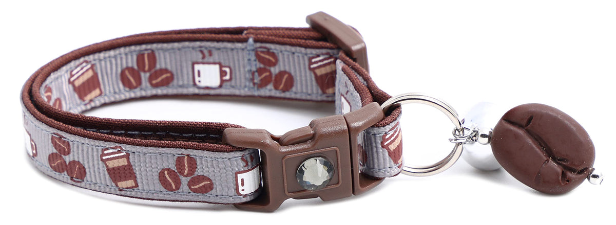 Coffee Cat Collar with Bell | Safety Breakaway Collar | Adjustable Large Size or Kitten (Small(10lbs & Less), Pink)