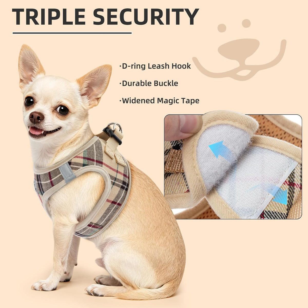 PUPTECK Adjustable Pet Harness Collar &Leash Set Step in for Small Dogs Puppy &Cats Outdoor Training &Running, Soft Mesh Padded Reflective Vest Harness,M: Chest girth: 16-18in Collar: 11.8-15.7in